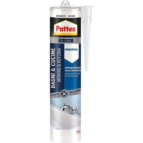 Pattex Silicone Cucine e Sanitari - Bianco 280 ml - Resistente Muffa e Umidità (1/5)