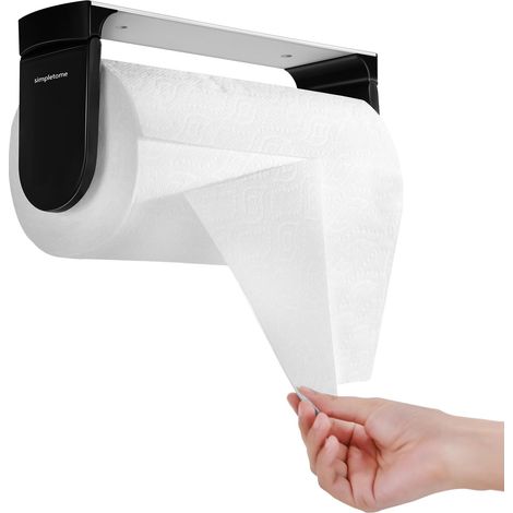Une DÉCHIRURE À Une Main Supports pour Papier Essuie-Tout en Aluminium Auto-adhésif Porte-Papier de Cuisine fixé au Mur Porte-Papier de Cuisine Noir (1/5)