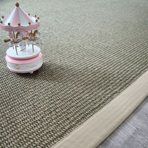 Tapis Sisal Quintana grège - Ganse coton grège - 140 x 200 cm (1/5)