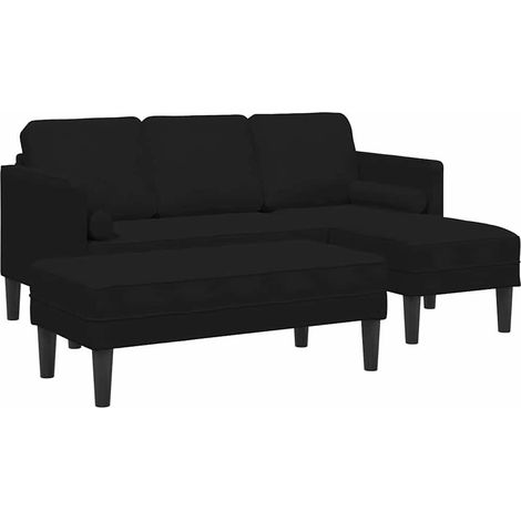 Ensemble de Canapé Sofas avec coussin 2 pcs Noir Polyester (1/5)