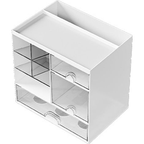Multifunktionaler Hautpflege-Organizer aus Kunststoff mit Schubladen und mehreren Fächern für Schminktisch und Badezimmer, Weiß, Transparent, Schwarz (1/5)