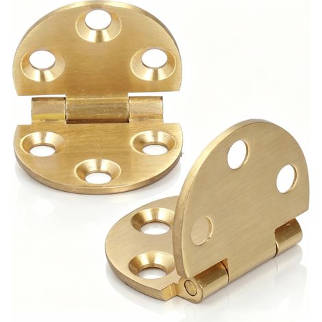 Lot de 2 charnières en cuivre à 180 degrés avec vis, charnières de plateau de majordome en laiton massif, charnières d'armoire dorées, mini charnière à rabat pour table pliable 47 x 30 mm (1/5)