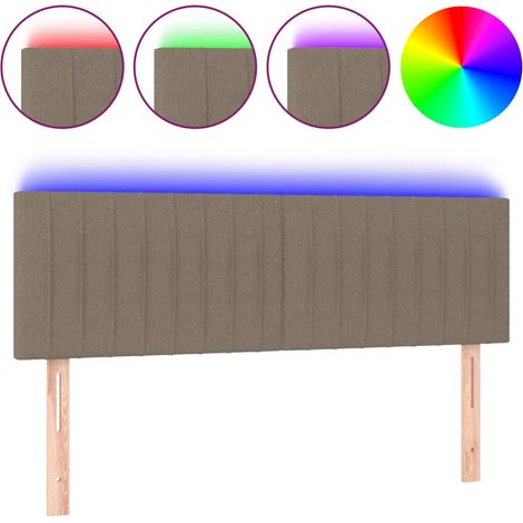 Maison Exclusive - Cabecero con LED de tela gris taupe 144x5x78/8 (1/5)