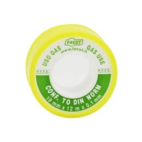 RUBAN P.T.F.E TEFLON DIN POUR UTILISATION AVEC DU GAZ Dimensions : H 12 mm x 12 m