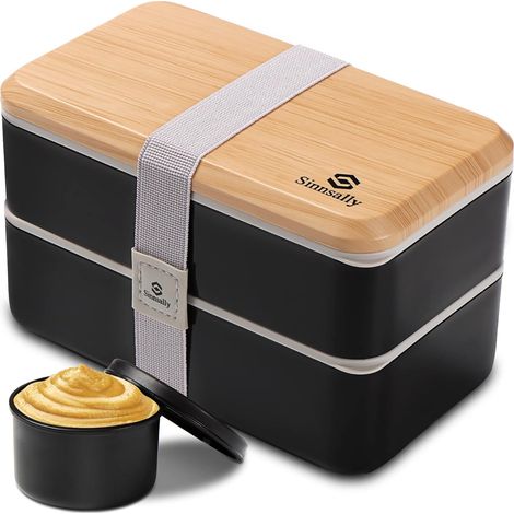 Bento Lunch Box Adulte,1400ml Boite à Bento,Boîte à Lunch,Boîte à Déjeuner,Boite Bento pour Salades,Collations,Boite Repas Compartiments avec Accessoires,Bento Japonais Design avec Couverts (1/5)