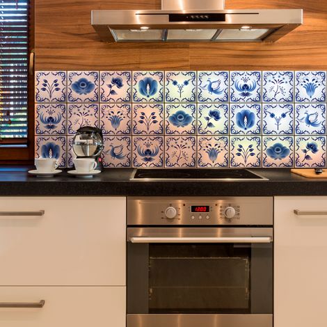 Stickers muraux - Sticker Mural Carrelage adhésif Cuisine Salle de Bain - 9 STICKERS CARRELAGES DELFT HOORN - 9stickers15x15cm (1/5)