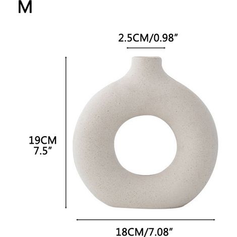 Vase nordique en forme d'anneau, vase décoratif moderne en céramique, vase rond d'art moderne, vases pour fleurs séchées faits main pour la décoration intérieure (1/5)