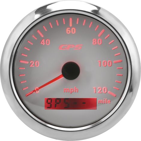 Compteur GPS 85mm Odomètre 120MPH/H Étanche IP67 Cadran Blanc pour Tableau de Bord Auto (1/5)