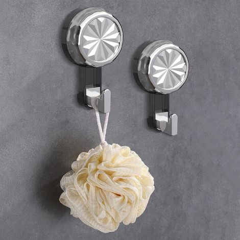 Juego de 2 ganchos con ventosa para ducha, ganchos adhesivos sin taladro para colgar toallas, adecuados para baño o cocina para colgar diversos artículos.