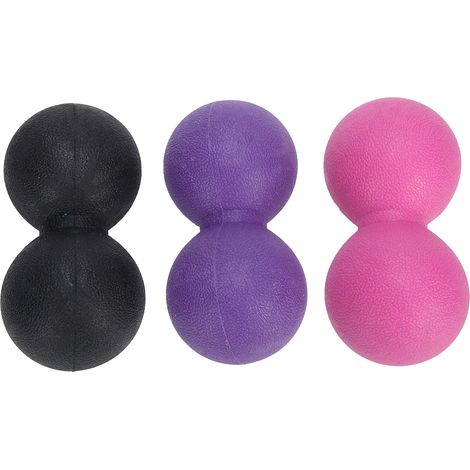 Lot de balles de massage fascia en silicone pour yoga, exercice de relaxation musculaire portable (Noir, Violet, Rose Rouge) (1/5)