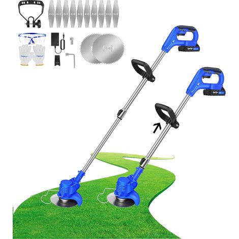 Tondeuse à Gazon Sans Fil 21V 1500mAh Tondeuse Électrique Outils De Jardinage Électriques Diamètre De Coupe De 6" Batterie Et Chargeur Inclus, Tête Réglable À 90° (1/5)