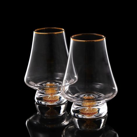 Verres à whisky en cristal avec or 24 carats