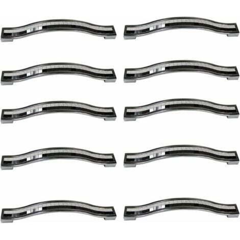 Set of 10 crystal rhinestone alloy drawer pulls for dresser, kitchen cabinet, cupboard, black and white, 128mm - 10 pieces (1/4)
