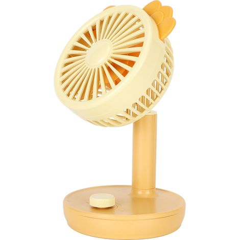 Mini ventilateur de bureau, rechargeable par USB, batterie 1200 mAh, angle et vitesse réglables, design ergonomique, fonctionnement silencieux, convient à la maison, au bureau et à l'école. Jaune. (1/5)