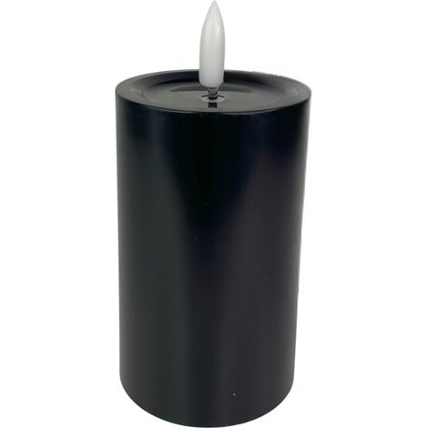 Vela eléctrica LED negra con llama móvil de 15 cm, 1 unidad. (1/4)