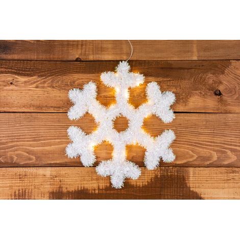 Schneeflocke MagicHome Weihnachten, 20x LED, warmweiß, 2xAA, Timer, 43 cm (1/2)