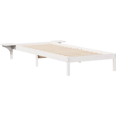 Maison Exclusive - Cadre de lit avec tables de chevet Blanc 80 x 210 cm Pin massif