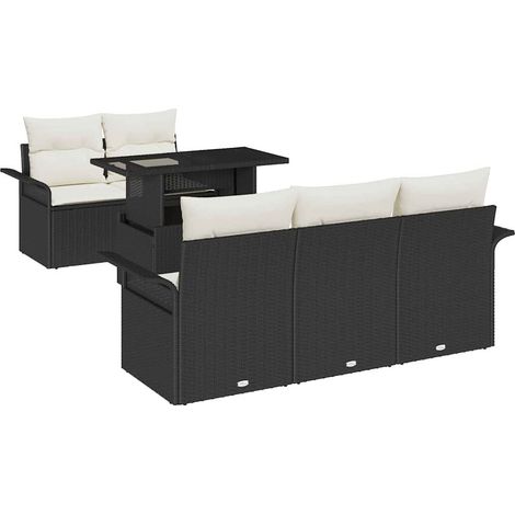 Maison Exclusive - Set Divano da Giardino 6 pcs Nero Rattan in Polipropilene (1/5)