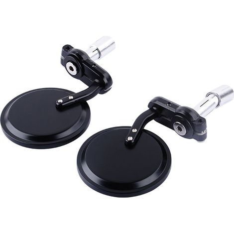 Rétroviseurs moto ronds en aluminium, 1 paire, extrémité de guidon 7/8 pouces, rétroviseur latéral motocyclette, bar end, style UK, pour scooter et moto. (1/3)