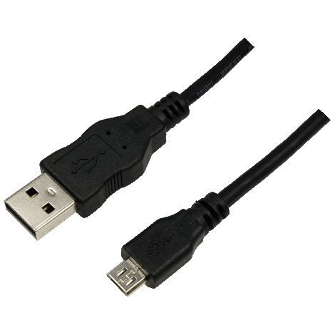Cable USB-A a Micro-USB de 1,8 m, USB 2.0 LogiLink, 5 V/0,5 A, 2,5 W, 480 Mbps, color negro.