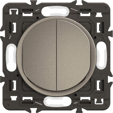 Legrand – Double interrupteur va-et-vient Céliane 2024 – Finition titanium – 250V 10A – Pour intérieur – Compatible avec plaques Céliane