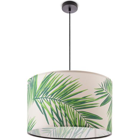Paco Home Pendelleuchte Esstisch Hängelampe Kinderzimmer Deko Wohnzimmer Palme Jungle Grün (Ø38cm), Pendelleuchte - Schwarz