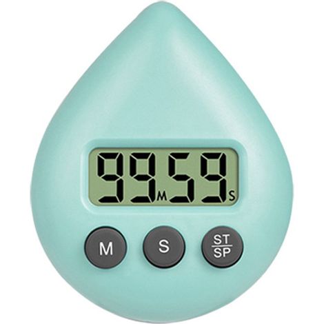Temporizador digital - Temporizador de cocina con ventosa - Gestión del tiempo - Pantalla LCD resistente al agua - 8 x 6,5 x 2,5 cm - Verde (1/5)