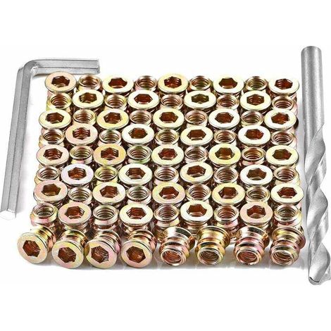 Tornillos para madera, 40 piezas M8 x 15 mm, insertos roscados para tornillos de madera - Tuercas hexagonales para madera, de DEBUNS (1/4)