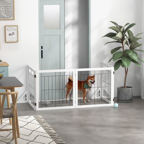 Blanc - Portail pliant pour chiens, 280x70 cm