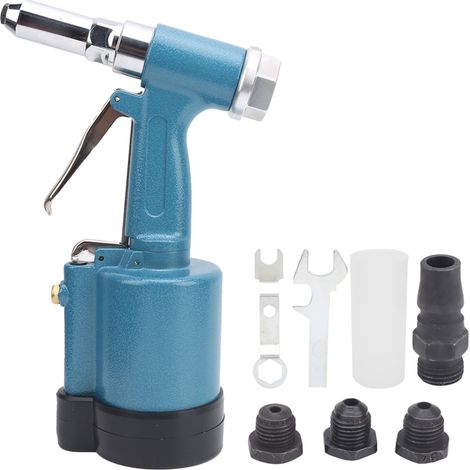 Pistolet à riveter pneumatique industriel 3 mors, structure hydraulique aviation aluminium bleu, style japonais (1/5)