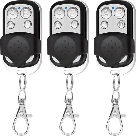 3 Pièces Telecommande Universelle Portail Compatible 433 MHz pour porte de garage, Télécommande Portail Garage sans Fil à 4 Boutons pour Porte de Garage et Voiture (1/5)