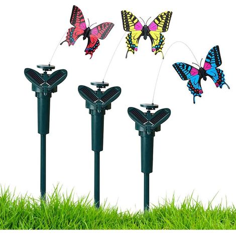 3pcs Ornements de Jardin Solaire Flottant, Papillons Volants décor Solaire extérieur pour Cour, Patio et passerelles, Couleurs aléatoires (1/5)