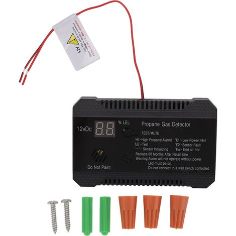 Propangasdetektor für Wohnmobile, leistungsstarker 85-dB-Alarm mit UL-zertifiziertem Sensor, Schwarz - Crezuo