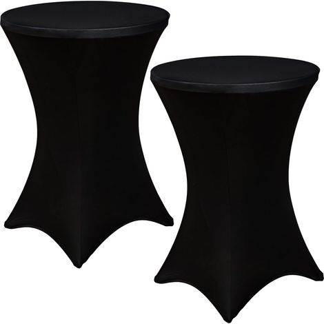 Nappe extensible ajustée en élasthanne pour cocktail, 2 pièces, 24x43 pouces, couverture de Table, événement de mariage, fête (noir, 24x43 pouces)