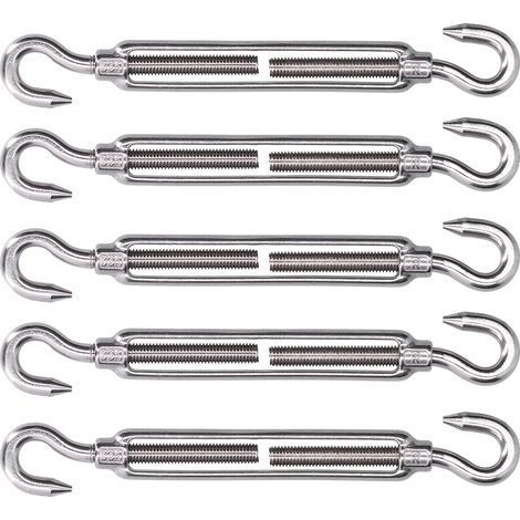 Zubehör für Sonnensegel, Haken und rostfreier Haken. Verstellbarer Gummispanner zum Spannen und Befestigen (M4). (1/5)
