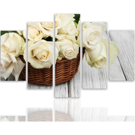 Stampa su tela 5 parti, Rose in un cesto - 200x100 (1/4)