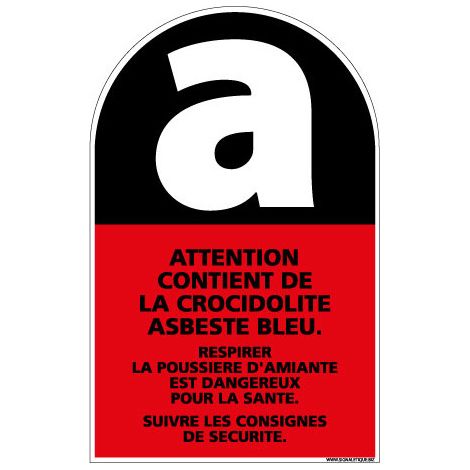 PANNEAU ATTENTION CONTIENT DE LA CROCIDOLITE ASBESTE BLEU (C0778) - Adhésif - 75 x 105 mm