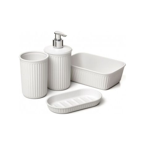 Tatay Set de vaso+dosificador+jabonera+organizador Blanco Pergamon 6391101 (1/2)