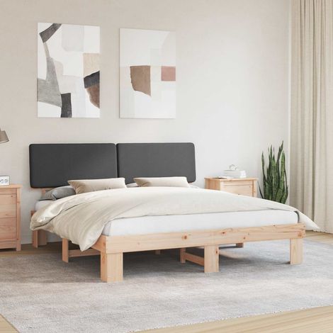 Estructura de Cama con Cabecera Tapizada Gris oscuro (1/5)