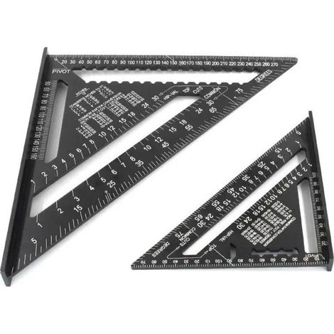 CYRILL –Règle triangulaire en alliage , Equerre Menuisier , Triangle Métal Aluminium Règle Équerre Trusquin Guide Raporteur Angle 45 90 Degres/Outillage Charpentier/Outil Traçage Guidage Menuiserie Bo (1/5)
