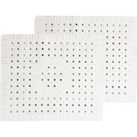 Juego de 2 protectores blancos para fregadero de cocina, fabricados en goma antideslizante duradera, fáciles de limpiar y recortables. (1/4)