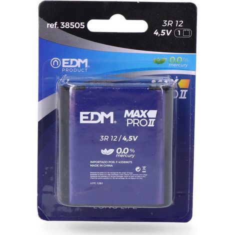 Pack batterie EDM longue durée - 3lr12 4,5v blister 1 unité 62x22x67mm