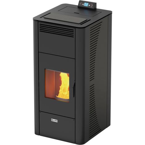 termostufa a pellet canadian stove "idro ceramic 17" grigio puntinato 17 kw