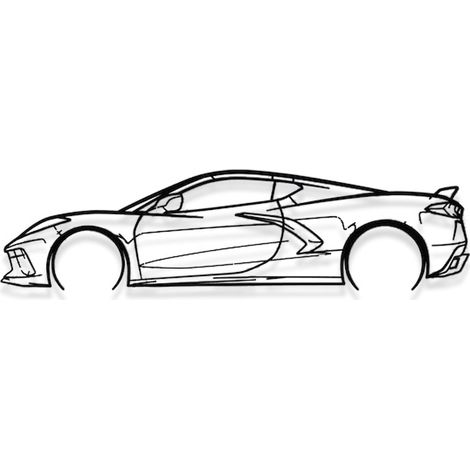 DECORACIÓN DE PARED DE METAL - CORVETTE C8 DETALLADO - Decoración de pared de metal - 80CM