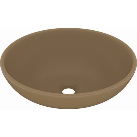 Lavabo de lujo ovalado cerámica crema mate 40x33 cm vidaXL