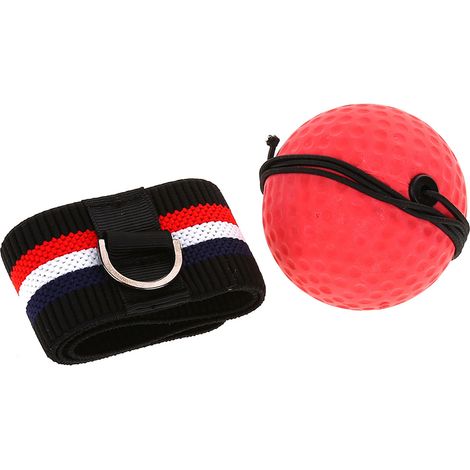 Ballon d'exercice de boxe pour adultes avec bandeau pour l'entraînement de vitesse (bandeau rouge) (1/5)