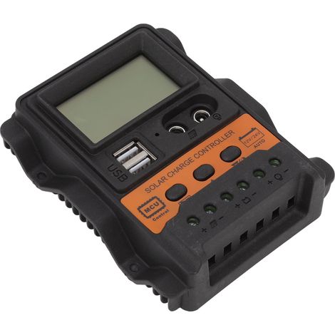 Contrôleur de charge solaire double USB 12 V/24 V, régulateur de charge photovoltaïque PWM avec écran LCD, 30 A (1/5)