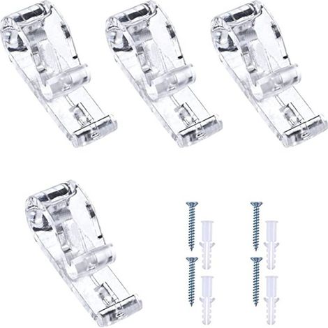 Transparenter Positionierungshaken mit 1 Stück Gewindeklebeband 5 cm langer Einzelloch-Positionierungshaken zur Befestigung von Gardinenzugschnüren und Perlen (20 Stück) (1/5)