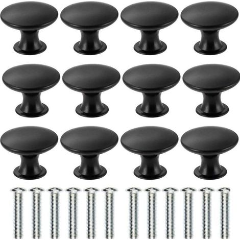 Set mit 12 antiken Schubladenknöpfen aus Messing, 30 mm Durchmesser, Küchenmöbelgriff, Schranktürgriff (schwarz)