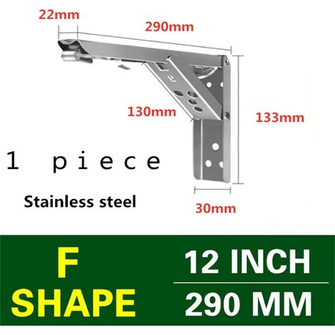 Support mural triangulaire pliable et réglable (acier inoxydable 30,5 cm) pour banc, table ou étagère. Quincaillerie de support robuste pour meubles. (1/5)